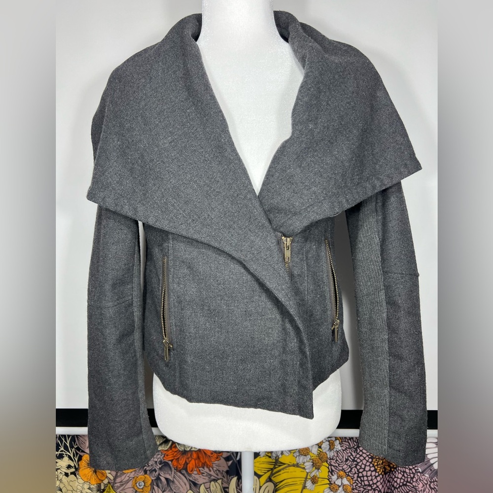 Paraella Charcoal Moto Zip-Up Jacket